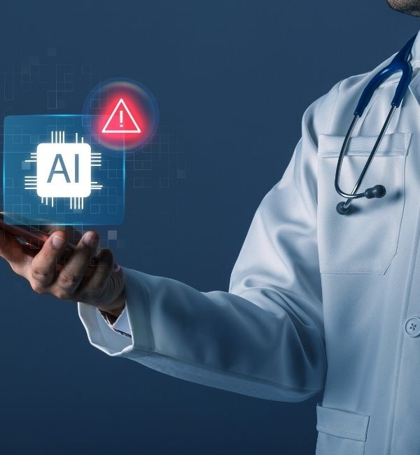 medical professional evaluating ai risk in healthcare
